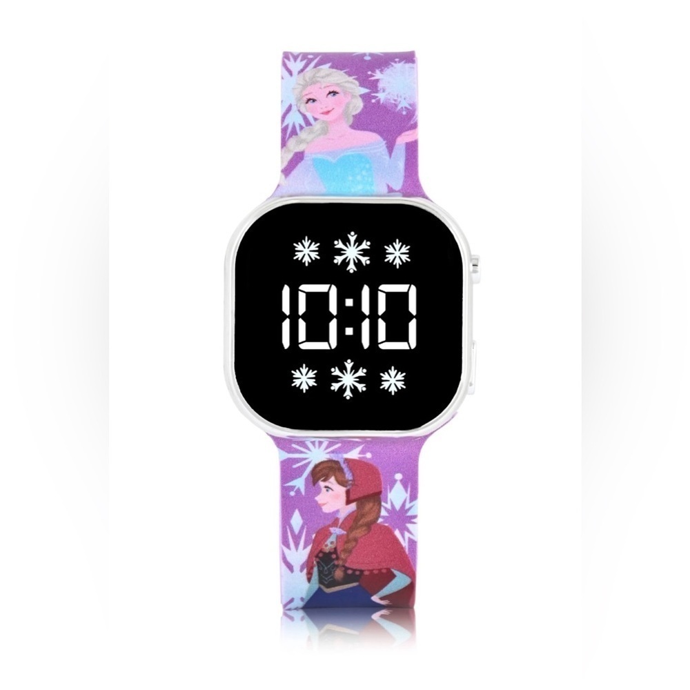 FrozenGirl's Children's LED Watch with Square Case and Printed Silicone Strap